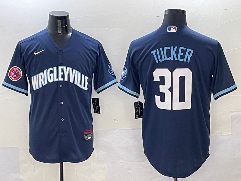 Men Chicago Cubs 30 Tucker Dark Blue City Edition 2025 Nike MLB Jersey style 5